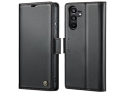 Capa Para Samsung Galaxy A35 5g Borboleta Fivela Litchi Textura De Telefone De Couro Rfid Antirroubo Preta