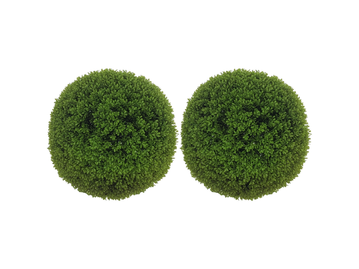 2 Bolas Buxo Artificial 40cm Decoração Interna/externa, Verde Escuro