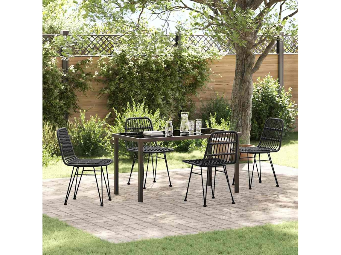 Vidaxl Conjunto De Jantar Para Jardim 5 Unid. Preto Aço Revestido A Pó
