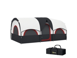 Barraca Familiar para 4 6 Pessoas, Impermeável com Quartos Independentes 435x251x195 Cm, Cinza e Branco pt