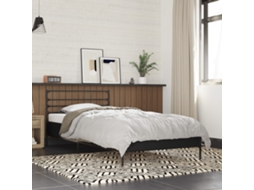 Estrutura De Cama 90x190 Cm Derivados De Madeira E Metal Preto