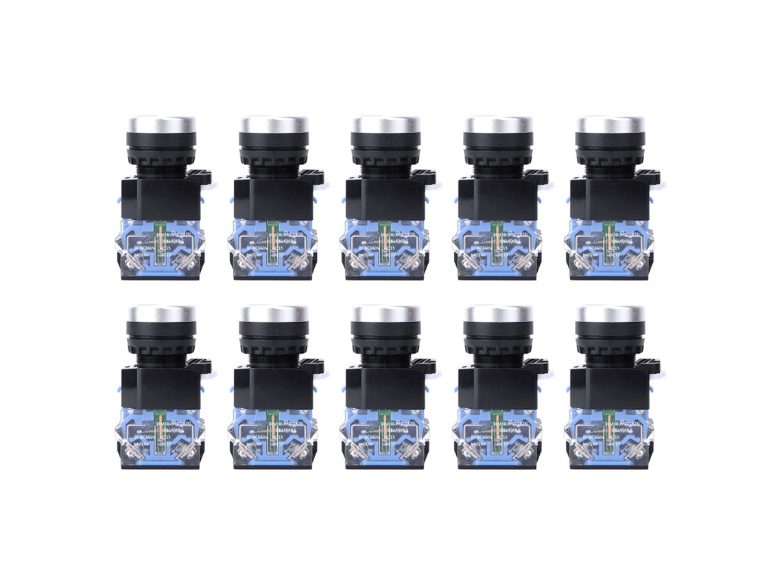 Chave De Botão Plana 22mm Bem38-11 1 Aberto 1 Fechado Com Reset Automático Amarelo 10pcs