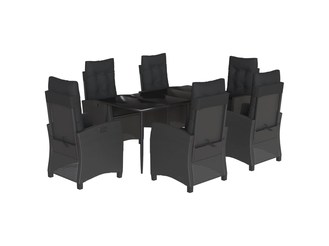 Garden Dining Set, Garden Dining Sets Vidaxl Preto Rattan / Vime (mesa Com 160 Cm De Comprimento)