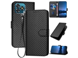 Capa De Celular De Couro Com Fivela De Fibra De Carbono E Cordão Yx0070