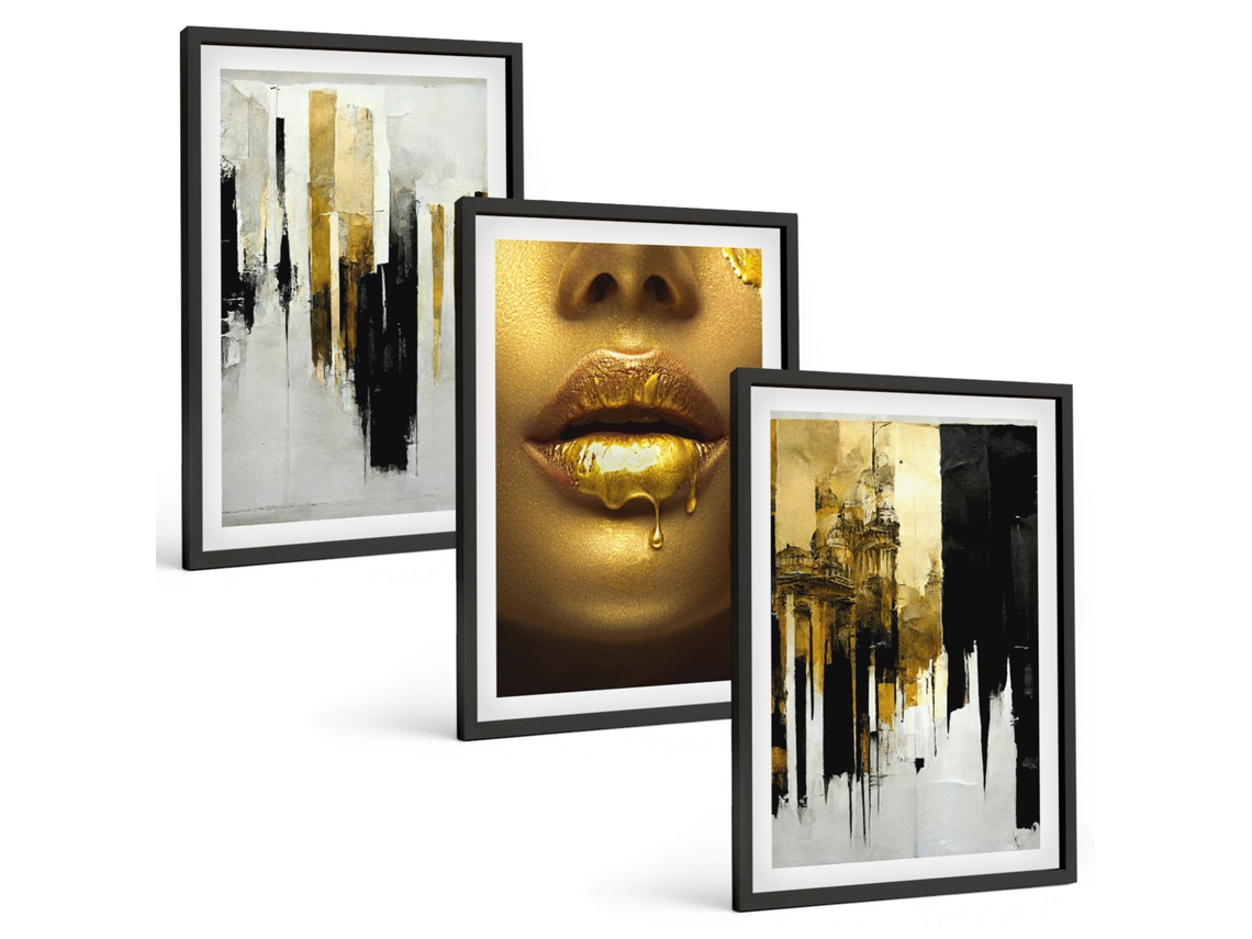 Conjunto De Pinturas Retrato De Pintura Abstrata Espelharte (3 Peças 40x60 Cm)