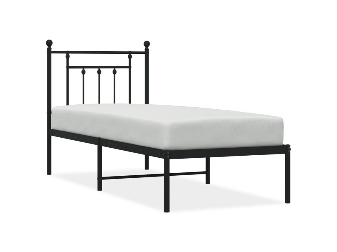 Estrutura de Cama Metal Sem Colchão com Cabeceira Preto MAISON EXCLUSIVE 75x190 cm