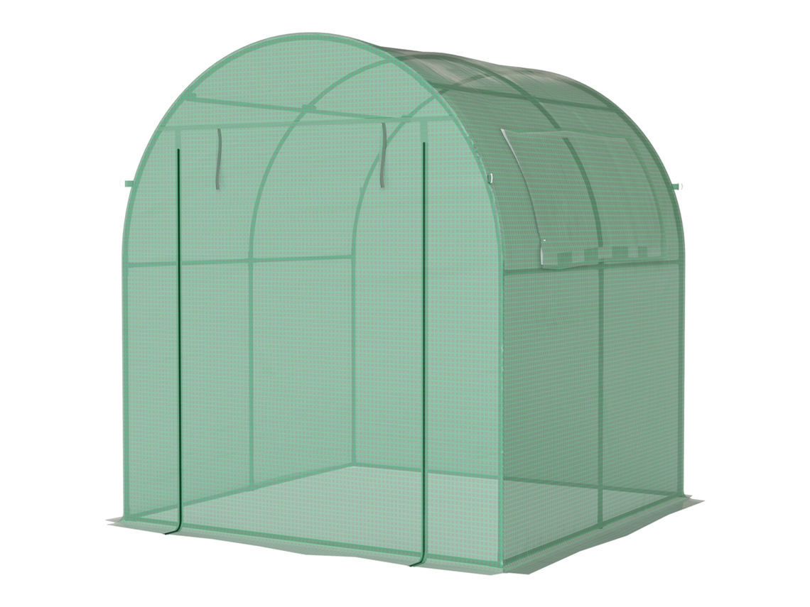 Estufa De Túnel De Jardim 3,24m² Com Porta E Janela Enroláveis, 180x180x200cm, Lona Pe Verde
