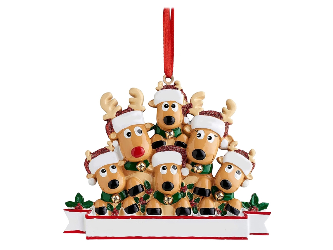 Pingente De Família De Renas Natal Personalizável Decoração Árvore