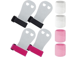 Agarres de Ginástica para Meninas, 2 Pares de Agarres Deportivos com Pulseiras de Suor Rosa e Brancas, Acessórios Esportivos