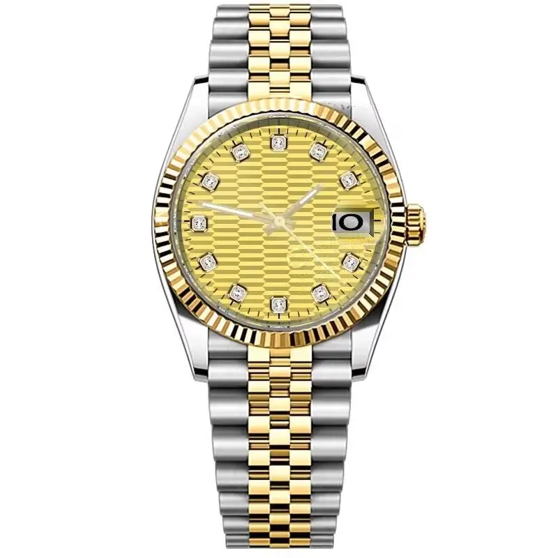 Relógio Masculino Automático Mecânico (dourado) 36/39 Mm, Mostrador Cravejado De Diamantes Com Cristal De Safira