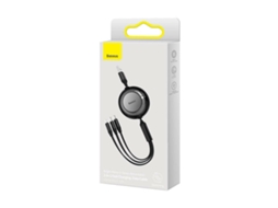 Espelho Luminoso 3 em 1 2 Cabo Retrátil Universal Usb para Micro Usb / Lightning / Usb Tipo-C 3,5A BASEUS