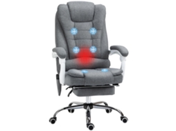 Cadeira De Massagem Reclinável Com 6 Pontos De Massagem, Altura Ajustável E Função De Aquecimento, Dimensões 65x70x111-119 Cm Na Cor Cinza
