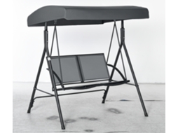 Cadeira de balanço para 2 pessoas com toldo ajustável, 140x118x162cm cinza BTFORUS