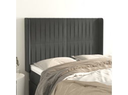 Vidaxl Cabeceira Cama C/ Abas Veludo 147x16x118/128 Cm Cinzento-escuro