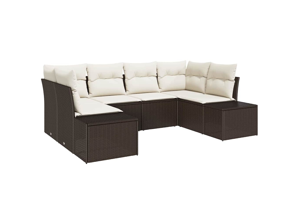 Maison Exclusive - Conjunto De Sofá De Jardim 6 Pcs Marrom E Creme
