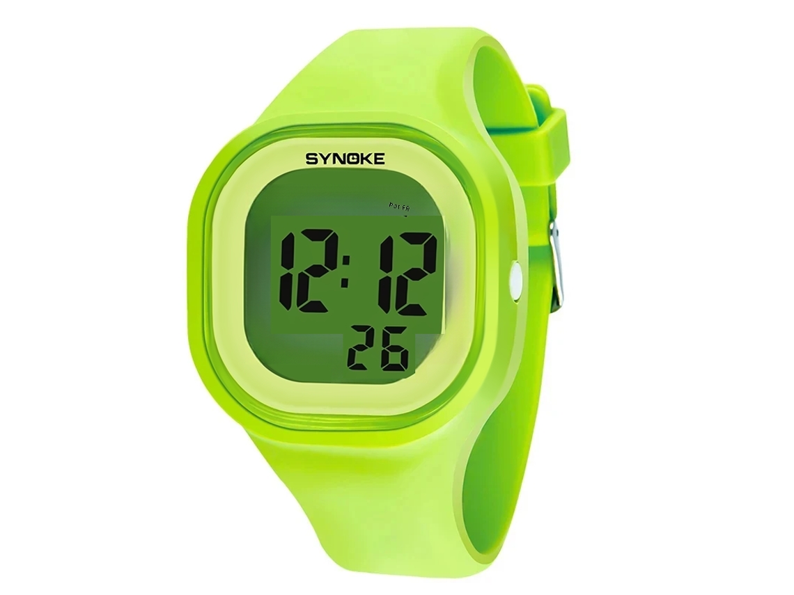 Relógio Digital Feminino, Material de Silicone À Prova D'água, Multifuncional com Despertador. MDUG (verde)