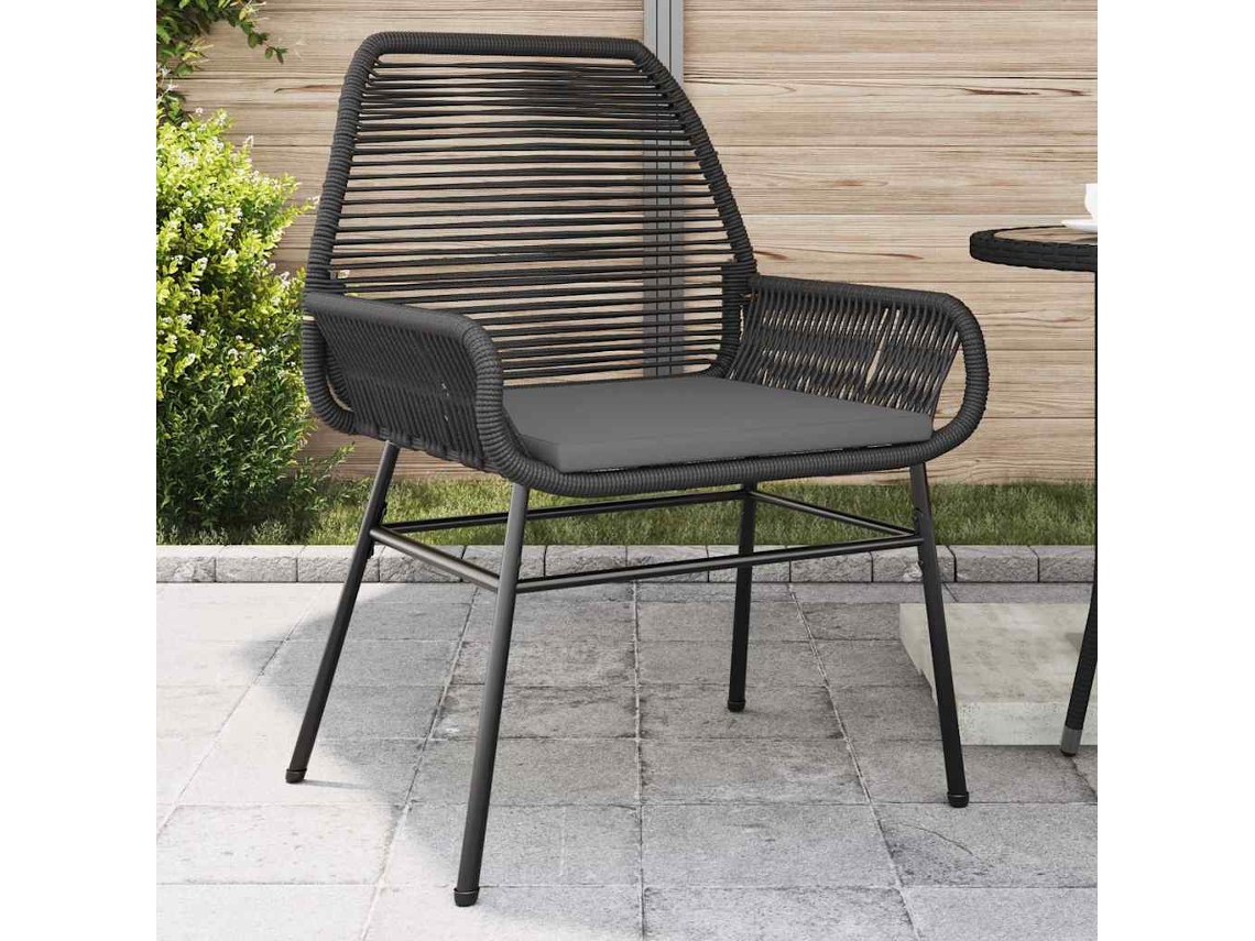 Vidaxl Cadeiras De Jardim Com Almofadões 2 Pcs Vime Pe Preto
