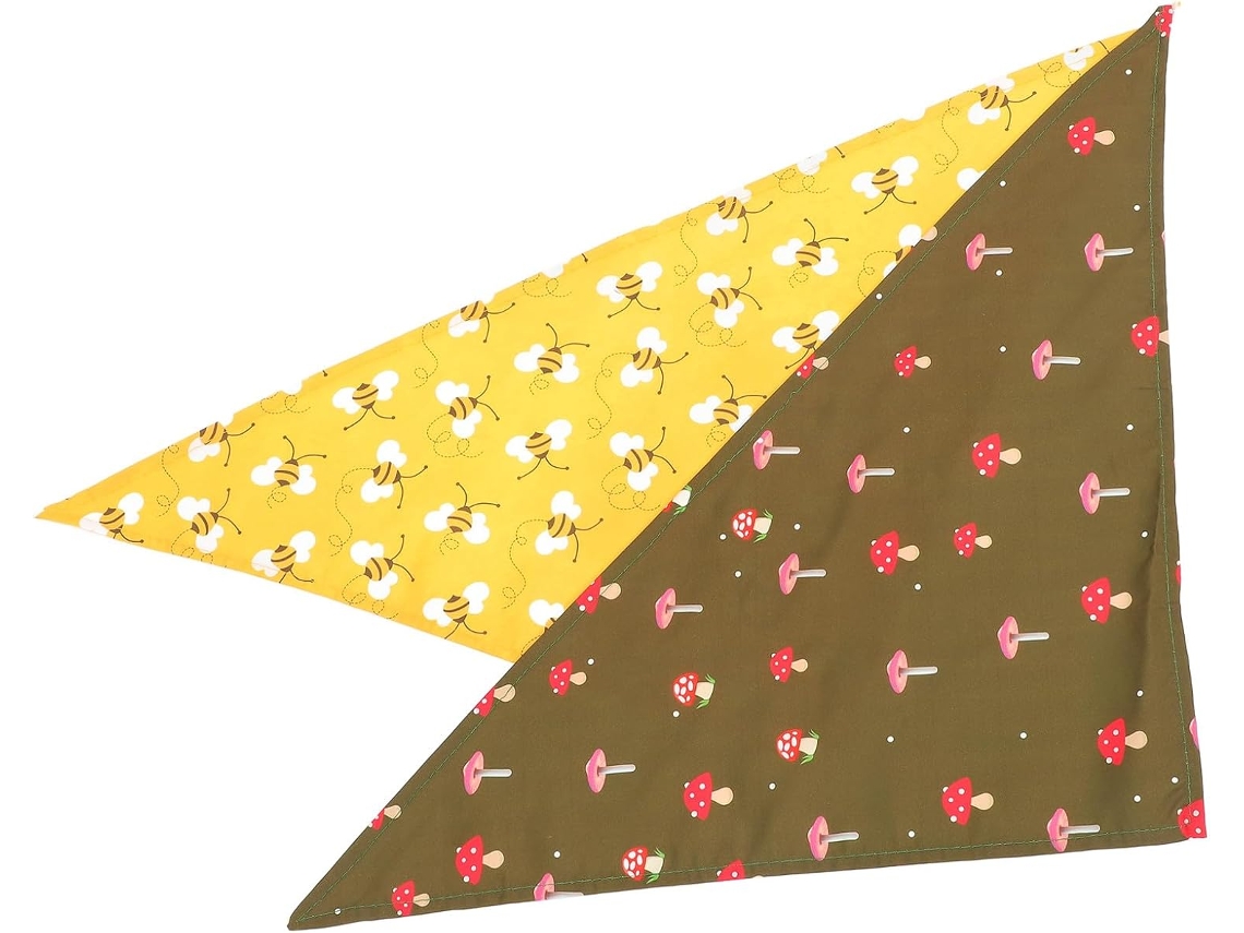 Conjunto De Bandana Triangular Poliéster Estampada Cães E Filhotes 2 Peças, Ideal Eventos E Encontros Com