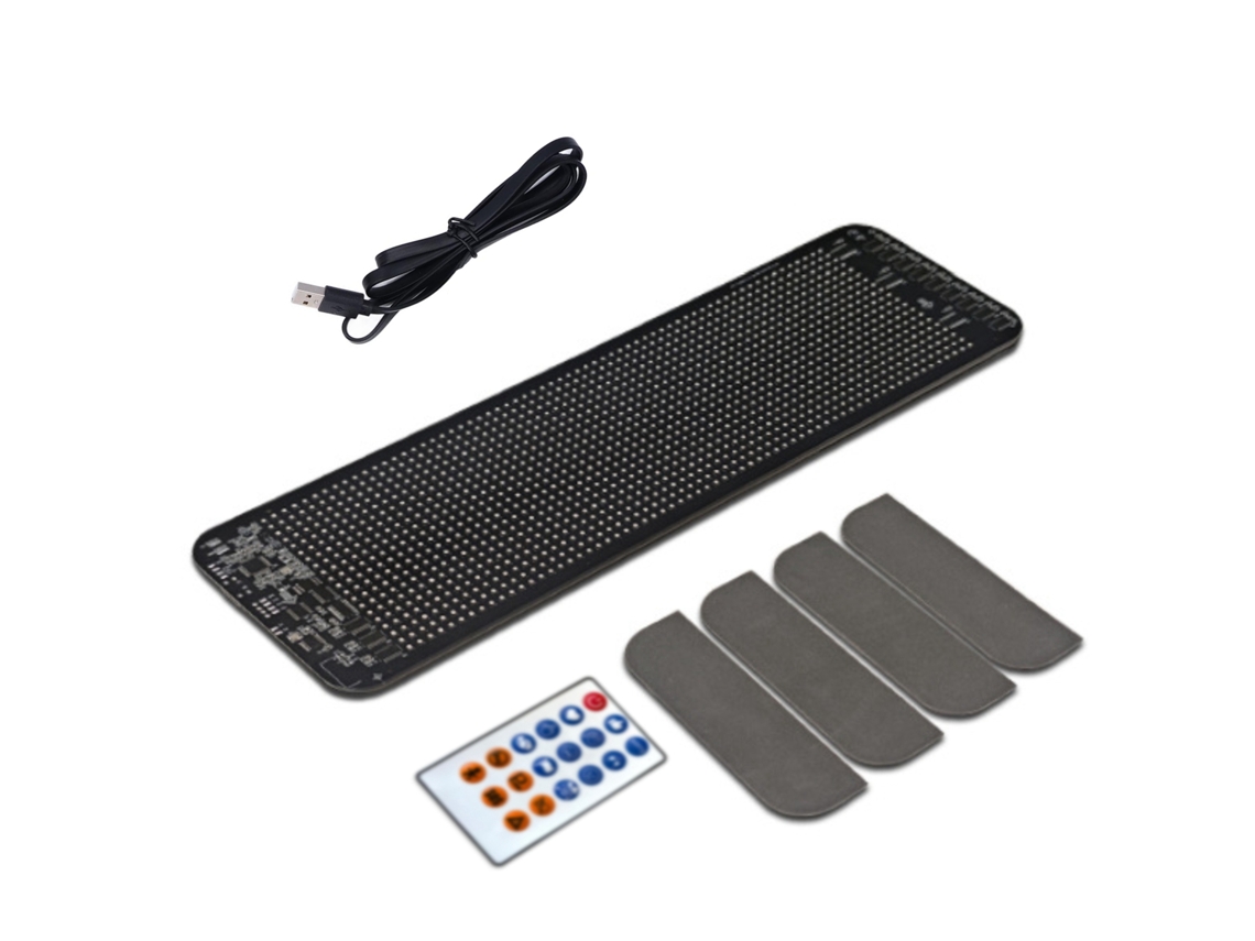 PAINEL LED PROGRAMÁVEL PARA CARRO 64X20, PONTOS, ULTRA BRILHANTE, CONTROLE REMOTO, APLICATIVO MÓVEL, 13.7X4IN