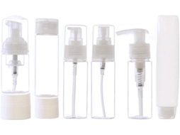 Conjunto de 8 frascos de viagem de plástico branco com borracha para perfume