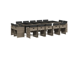 Conjunto de Jantar 15 Pcs para Jardim com Almofadões Vime Pe Cinzento MAISON EXCLUSIVE (15 pcs)