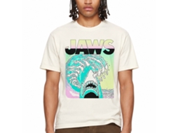 Rockinstone Jaws Movie Neon Waves Solid Natural Adult T-shirt Size:xxl