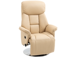 Poltrona Reclinável Bege Em Couro,apoio Para Os Pés,suporta Até 150 Kg,dimensões 78 X 80 X 109 Cm Conforto E Estilo!