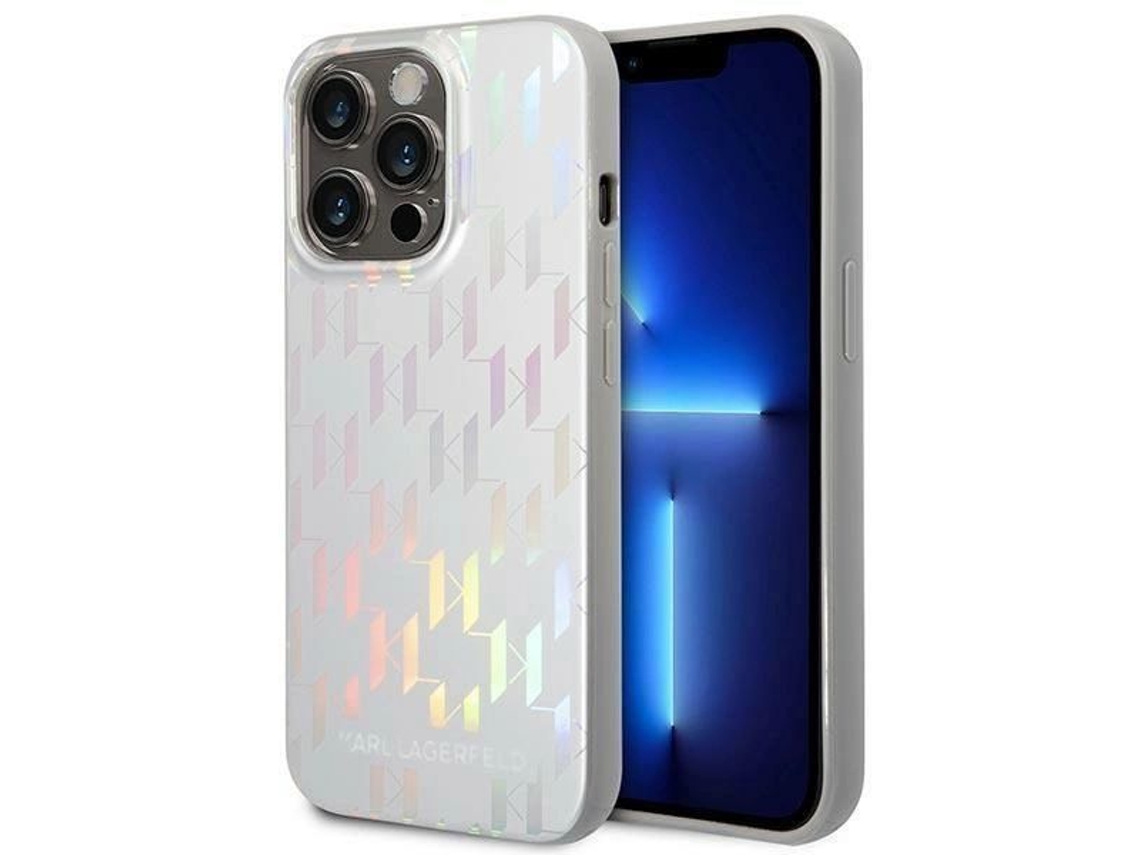 Estojo Monograma Iridescente para iPhone 14 Pro KARL LAGERFELD Rígida Prateado