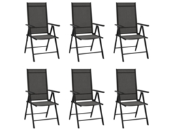 Vidaxl Cadeiras De Jardim Dobráveis 6 Pcs Textilene Preto