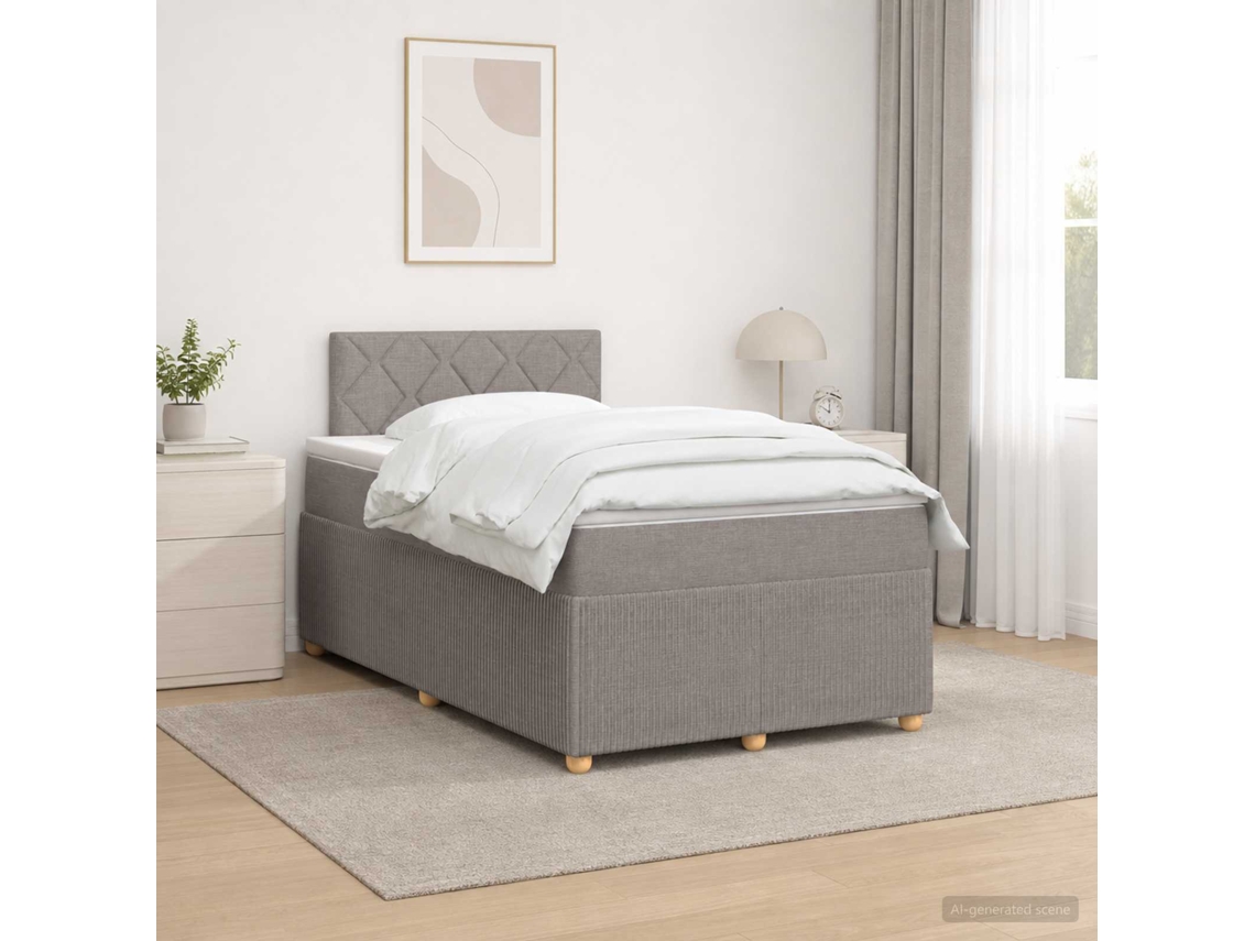 Vidaxl Cama Box Spring Com Colchão Cinzento-acastanhado 120 X 190 Cm