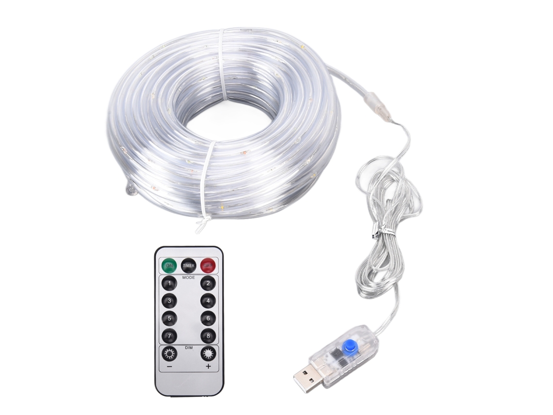 Luz de Corda Led Colorida Usb Controle Remoto 8 Modos Ip65 para Jardim e Natal