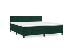 Cama com Molas/colchão 160x200 Cm Veludo Verde escuro MAISON EXCLUSIVE