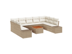 Conjunto 10 Conjunto De Sofás Para Jardim Vidaxl Bege Vime Pe (55 X 55 X 37 Cm)