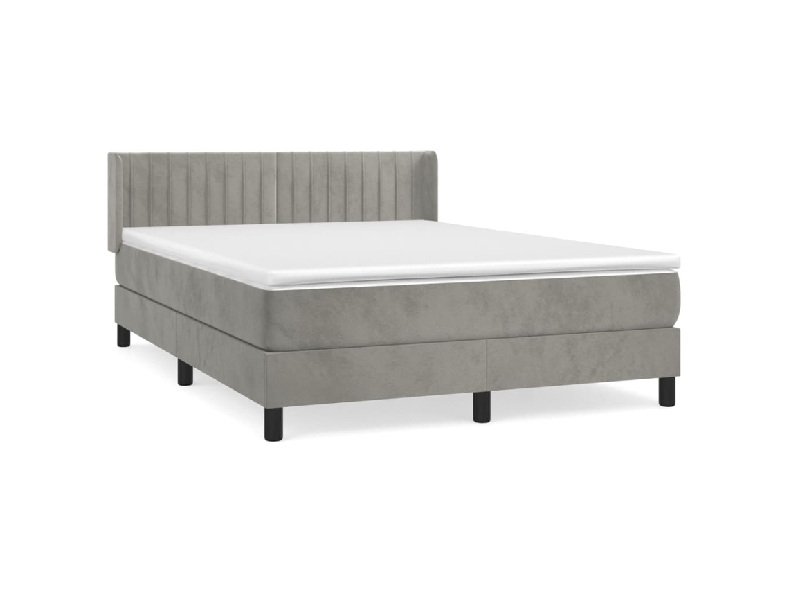 Cama com Molas e Colchão Veludo Cinzento Claro MAISON EXCLUSIVE (140x190 cm)