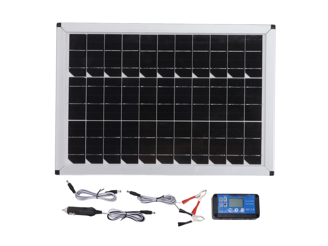 Kit painel solar portátil 100W 18V monocristalino para carros navios aviões agricultura turismo S/MARCA