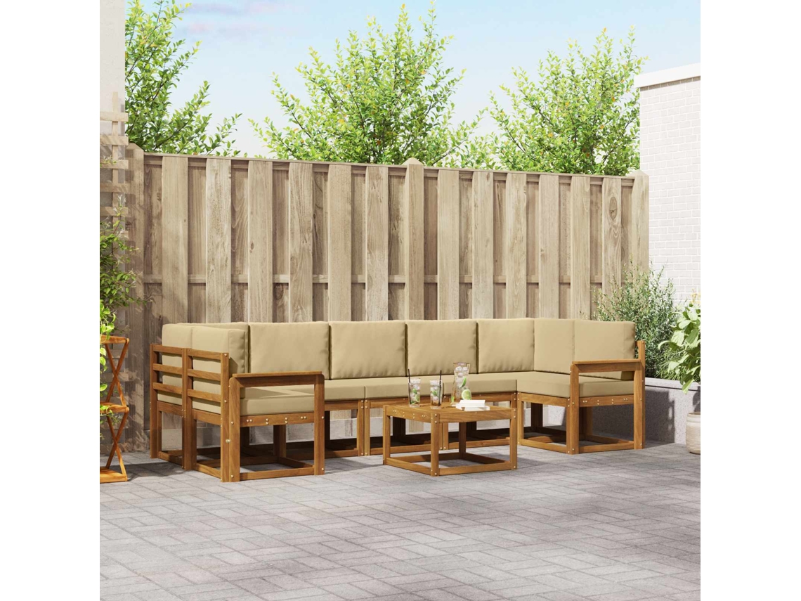 Vidaxl Conjunto De Sofás Para Exterior 8 Pcs Natural E Bege
