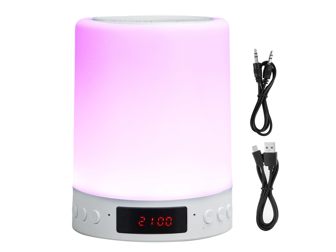 Aetheria alto falante Bluetooth com Luz Noturna Colorida Controle Táctil Led Despertador Mesa