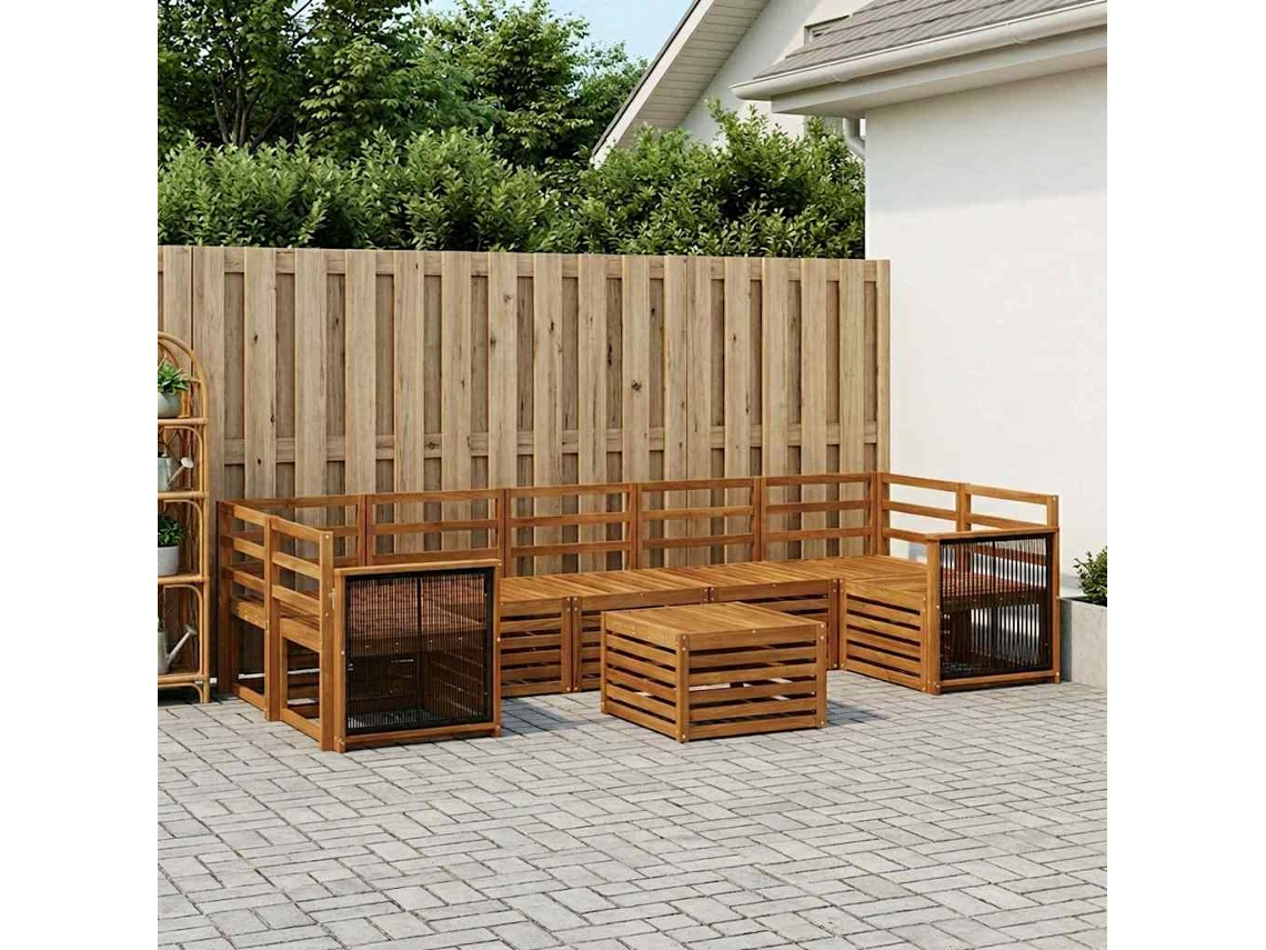 Vidaxl Conjunto De Sofás Para Exterior 8 Pcs Natural