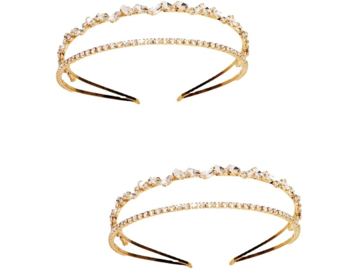 Conjunto De 2 Tiaras Douradas Elegantes Para Noivas - Acessório De Cabelo Perfeito Para Eventos Especiais.