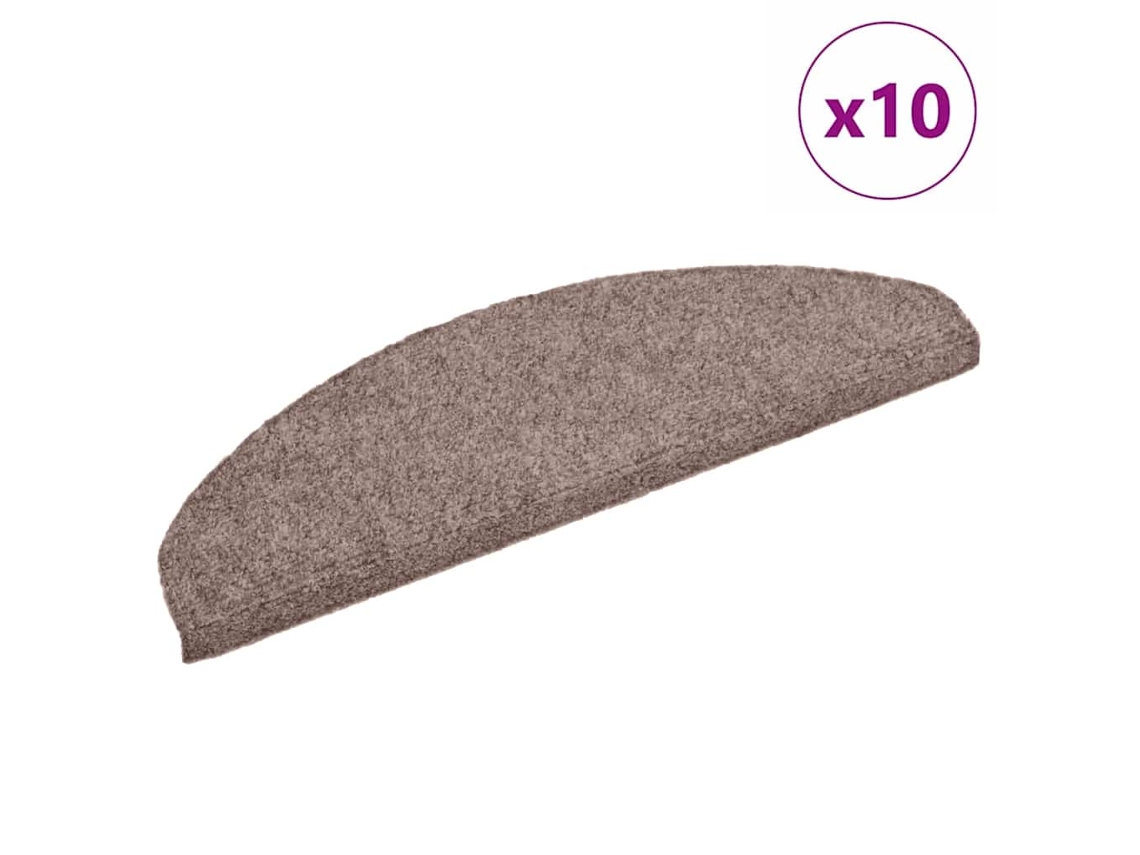 Conjunto de 10 Tapetes de Escada Autoadesivos Marrom Claro Meia Lua Grande MAISON EXCLUSIVE (65x21x4 cm)