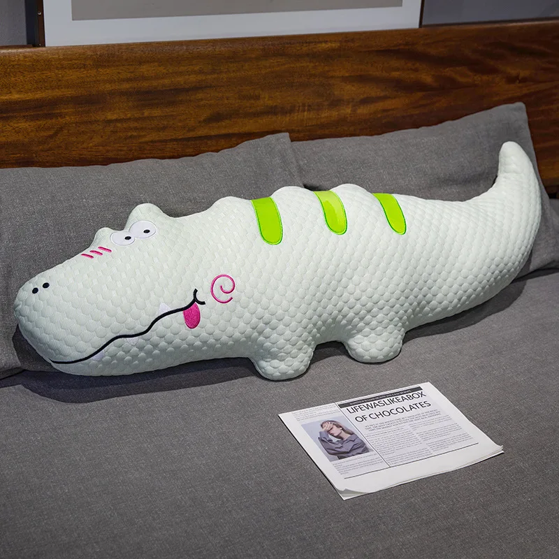 Almofada Comprida para Sofá com Estampa de Crocodilo e Bolinhas de Gelo, Respirável. MDUG (verde 70cm)