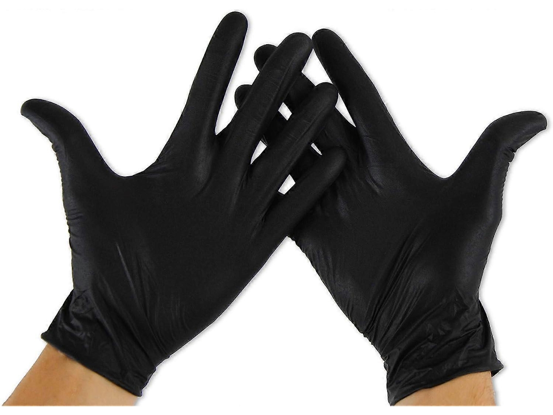 Luvas de Nitrilo Tamanho S Descartáveis Pretas Sem Látex para Manutenção Cozinha Laboratório Jardinagem (100 Unidades)