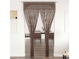 Vidaxl Cortina Em Macramé 140x240 Cm Algodão Cinzento-acastanhado