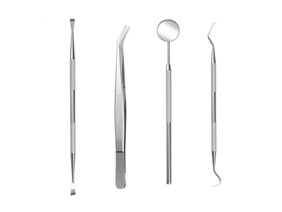 Kit de Ferramentas de Higiene Bucal em Pvc Espelho Sonda Enxada e Foice para Limpeza Oral