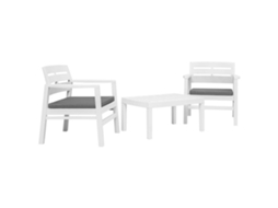 Vidaxl Conjunto Lounge Para Jardim 3 Pcs Plástico Branco
