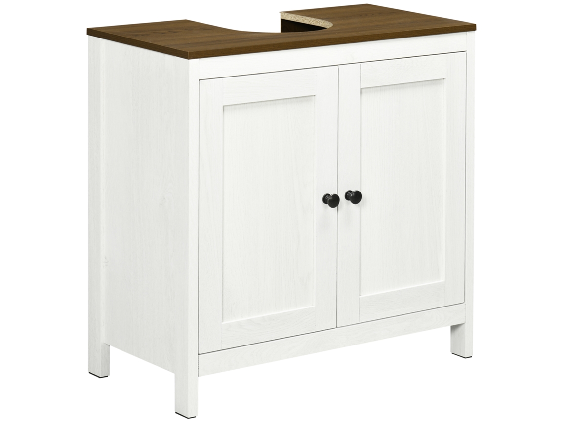 Móvel Sob Pia BTFORUS com 2 Portas,Prateleira 60x30x60cm Branco e Madeira
