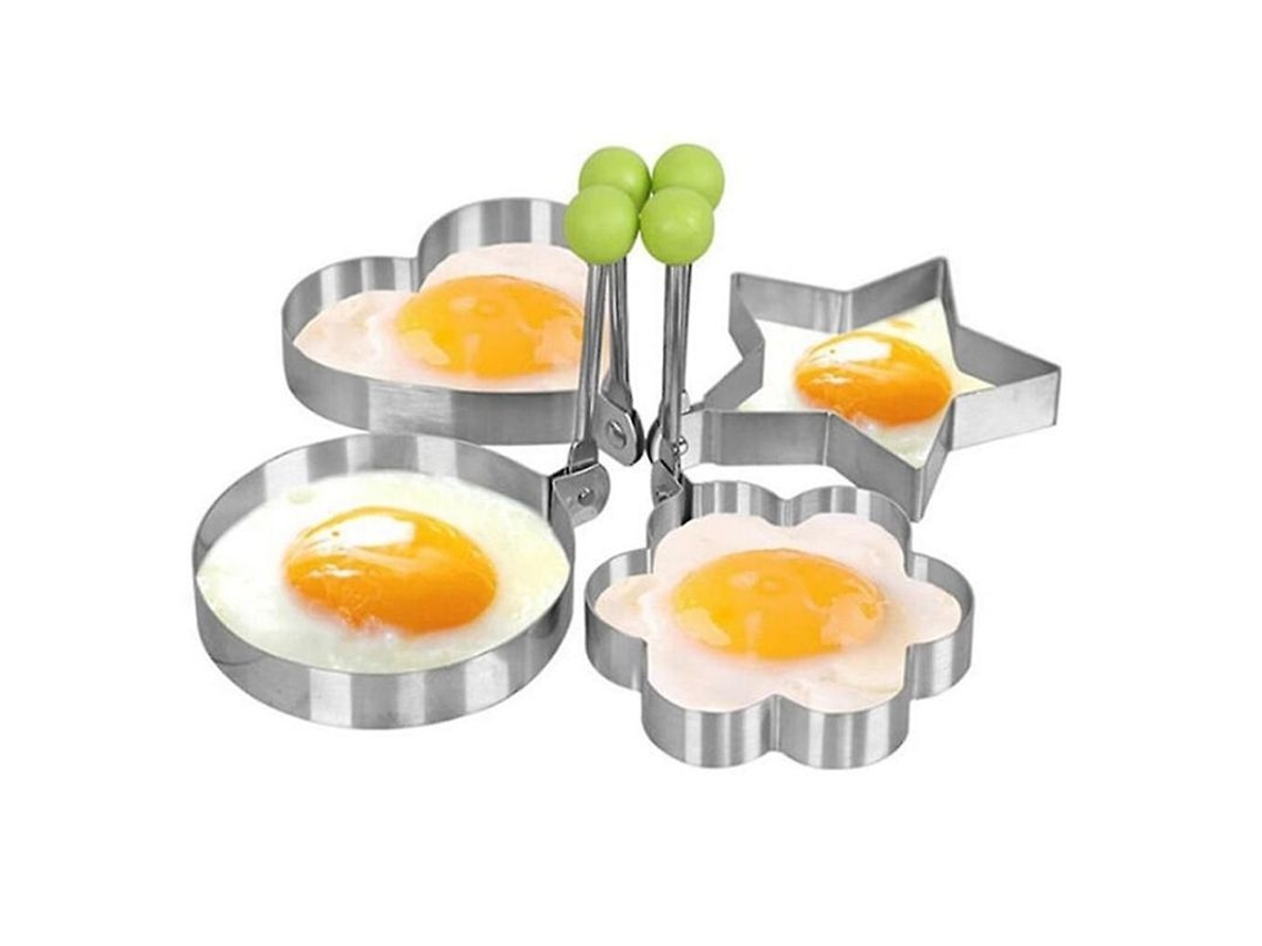 Molde Para Huevos Fritos De Acero Inoxidable Antiadherente, 4 Formas Diferentes Para Sartén, Ideal Para Pancakes Y Omelettes