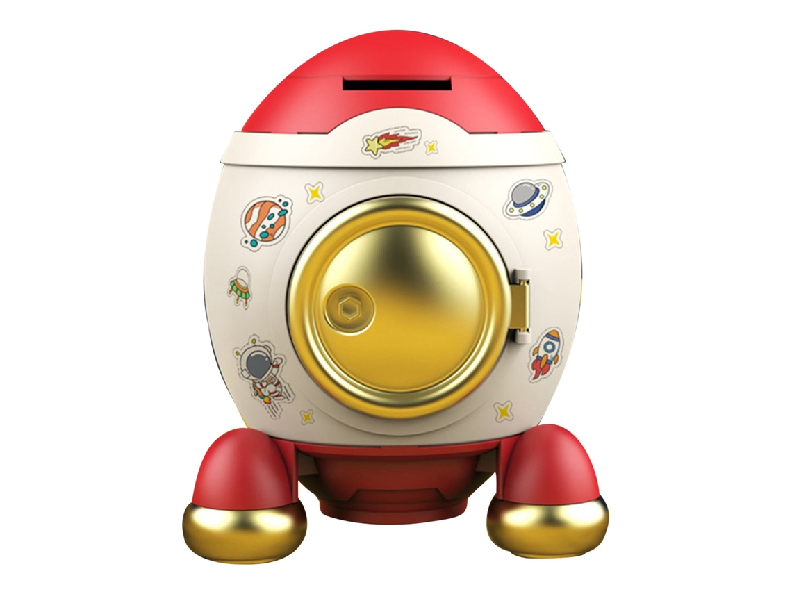 Hucha De Porco Foguete Espacial Estilo Quadrinhos Rosa Ouro Para Crianças Presente Ahorrador