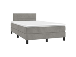 Vidaxl Cama Box Spring Colchão Led 120x190 Cm Couro Artif. Cinza-claro