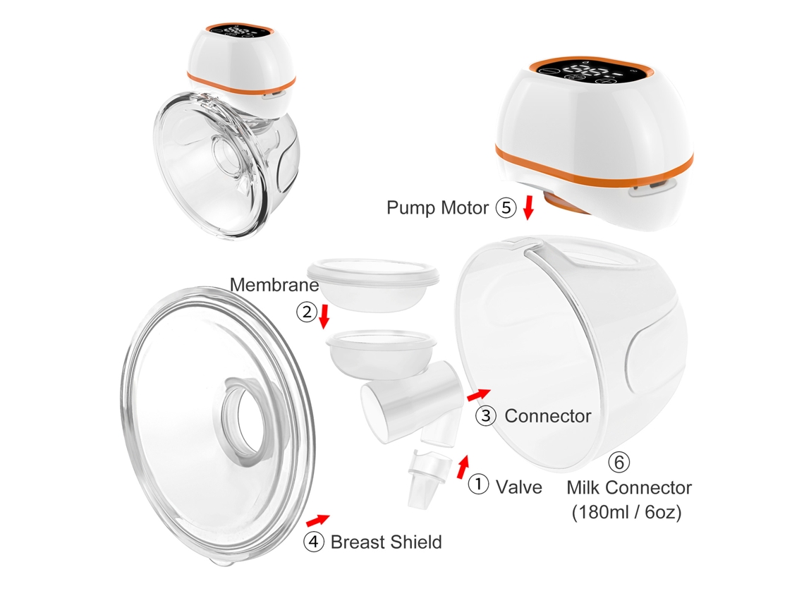 Primerox bomba de Leite Materno Vestível Sem Fio 3 Modos 9 Níveis 180ml Silenciosa Portátil